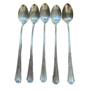 Silver Iced Tea Spoons Set of 5 Wm Rogers Oneida Berkeley 1929 Vintage Antique